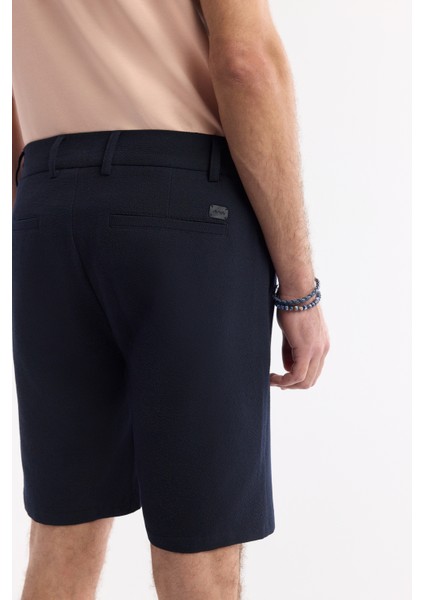 Erkek Lacivert Yanı Lastikli Gofreli Bi-Stretch Slim Fit Chino Şort A51Y3730 indirimleri