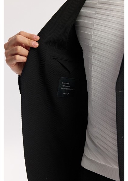 Erkek Siyah Mono Yaka Viskon Karışımlı Hafif Bi-Stretch Blazer Comfort Slim Fit Ceket A51Y4011 fiyatları