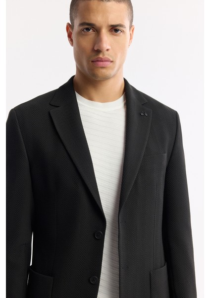 Erkek Siyah Mono Yaka Viskon Karışımlı Hafif Bi-Stretch Blazer Comfort Slim Fit Ceket A51Y4011 indirimleri