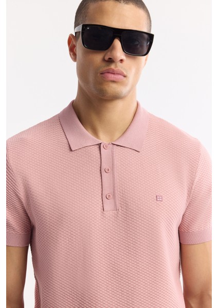 Erkek Pembe Polo Yaka Viskon Karışımlı Basic Triko Regular Fit T-Shirt B005120 fiyatları