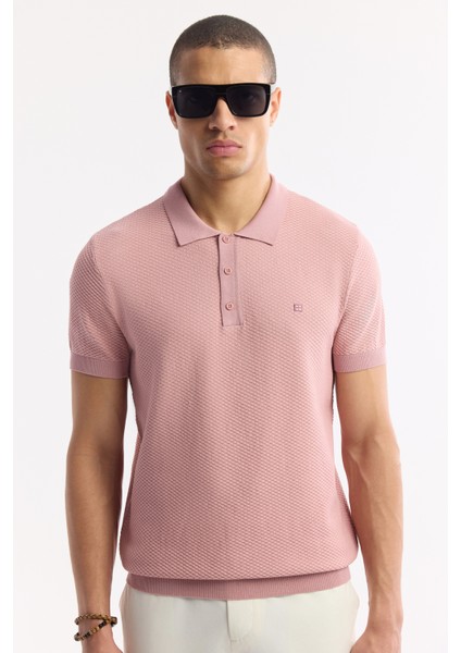Erkek Pembe Polo Yaka Viskon Karışımlı Basic Triko Regular Fit T-Shirt B005120 indirimleri