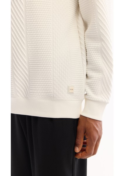 Erkek Ekru Bisiklet Yaka Dokulu Elastan Regular Fit Sweatshirt A52Y1220 indirimleri