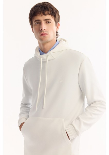 Erkek Ekru Kapüşonlu Pamuklu Bi-Stretch Regular Fit Sweatshirt A52Y1201 indirimleri