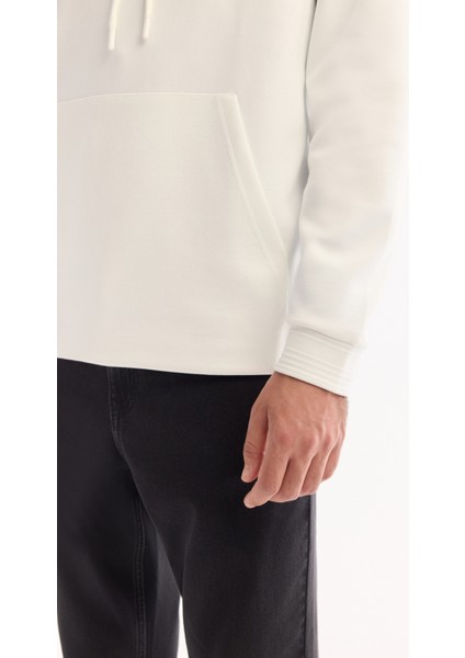 Erkek Ekru Kapüşonlu Pamuklu Bi-Stretch Regular Fit Sweatshirt A52Y1201
