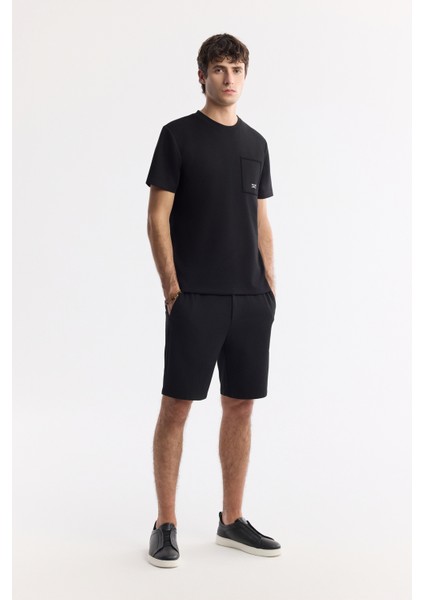 Erkek Siyah Bisiklet Yaka Baskılı Bi-Stretch İnterlok Regular Fit T-Shirt A51Y1161 indirimleri