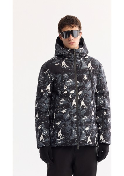 Erkek Siyah Kapüşonlu Su İtici Rüzgar Geçirmez -15 Dereceye Dayanıklı Kayak Montu A52Y6112 fiyatları