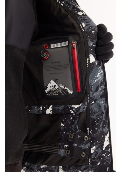 Erkek Siyah Kapüşonlu Su İtici Rüzgar Geçirmez -15 Dereceye Dayanıklı Kayak Montu A52Y6112 indirimleri