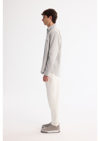 Erkek Gri Klasik Yaka Kaşe Kapaklı Comfort Fit Gömlek Ceket A42Y2129 modelleri