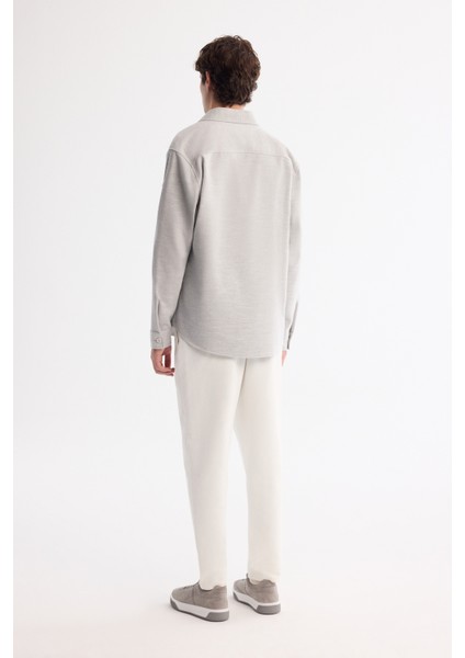 Erkek Gri Klasik Yaka Kaşe Kapaklı Comfort Fit Gömlek Ceket A42Y2129 fırsatları