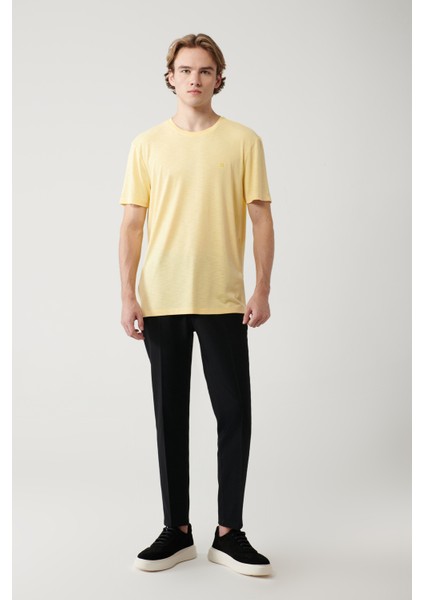 Erkek Sarı Bisiklet Yaka Bi-Stretch Soft Touch Basic Regular Fit T-Shirt B001031 indirimleri