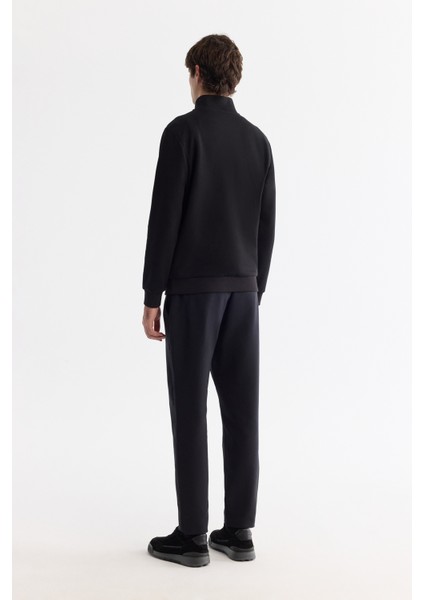 Erkek Siyah Dik Yaka Fermuarlı Baskılı Pamuklu Regular Fit Sweatshirt A42Y1367 fırsatları