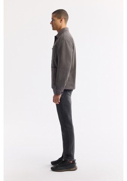 Erkek Antrasit Klasik Yaka Süet Dokulu Regular Fit Gömlek Ceket A51Y6041 modelleri