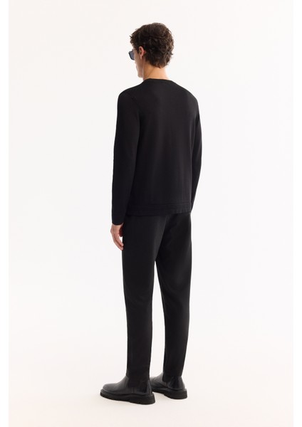 Erkek Siyah Bisiklet Yaka Rayon Karışımlı Tüylenmeyen Triko Regular Fit Kazak A52Y5001 fırsatları