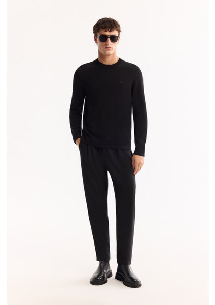 Erkek Siyah Bisiklet Yaka Rayon Karışımlı Tüylenmeyen Triko Regular Fit Kazak A52Y5001 indirimleri