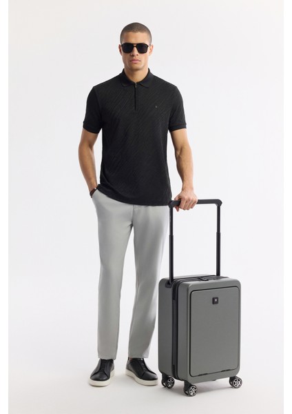 Erkek Siyah Polo Yaka Jakarlı Regular Fit T-Shirt A51Y1090