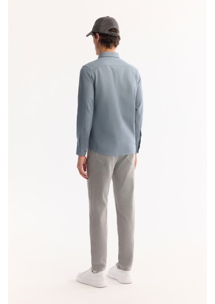 Erkek Petrol Mavi Düğmeli Yaka Pamuklu Soft Touch Regular Fit Gömlek B002036 fırsatları