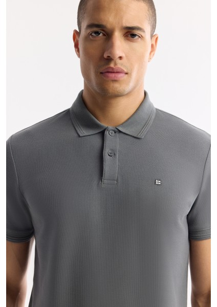 Erkek Antrasit Kıvrılmaz Polo Yaka %100 Pamuk Basic Regular Fit T-Shirt B001032 fiyatları