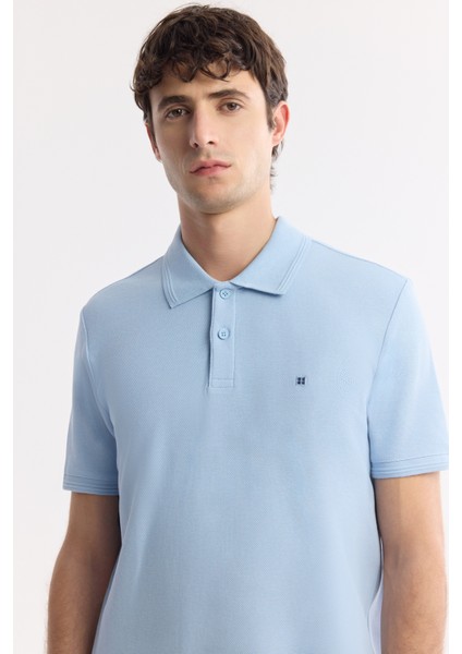 Erkek Açık Mavi Kıvrılmaz Polo Yaka %100 Pamuk Basic Regular Fit T-Shirt B001032 fiyatları