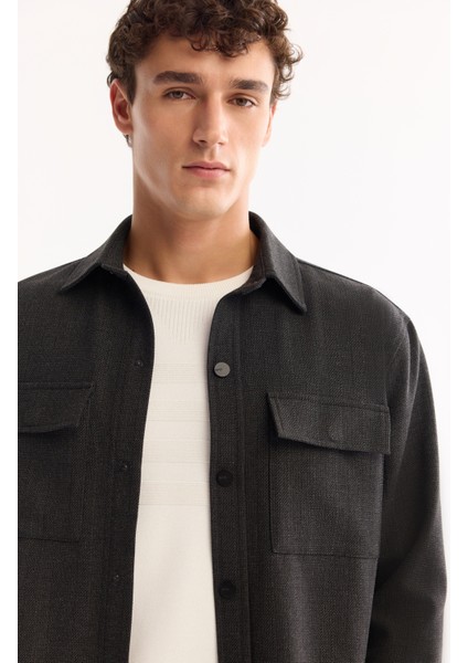 Erkek Antrasit Klasik Yaka Kolay Ütülenen Comfort Fit Gömlek Ceket A52Y2104 fiyatları