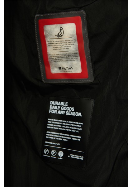 Erkek Lacivert Kuş Tüyü Dolgulu Çıkma Kürklü Su İtici Kumaşlı Mont A32Y6012