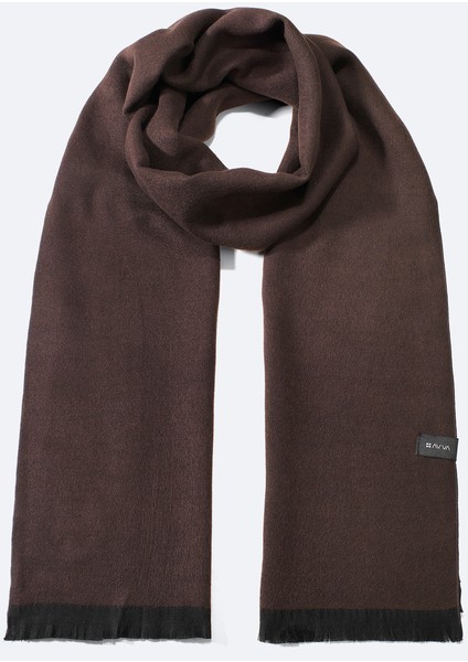 Erkek Kahverengi Viskon Karışımlı Püsküllü Şal B009401