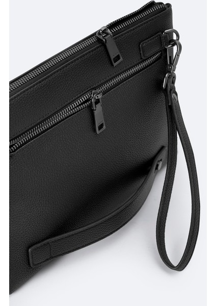 Erkek Siyah Deri Görünümlü El Çantası A42Y9105 fırsatları