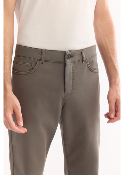 Erkek Gri Haki Klasik Bel Soft Touch Pamuklu Slim Fit Pantolon B003038