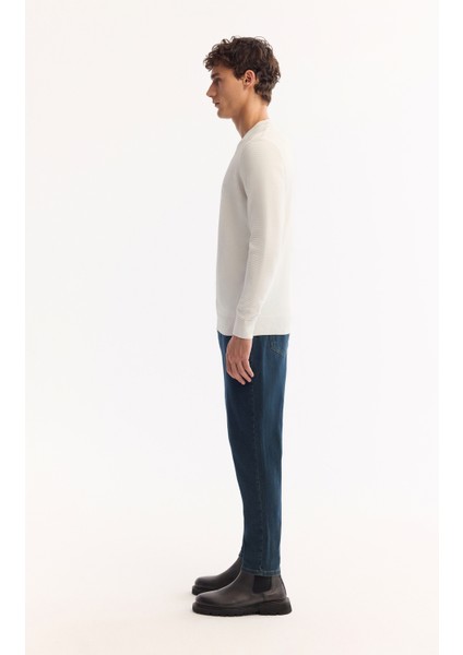 Erkek Ekru Bisiklet Yaka Rayon Tüylenmeyen Dokulu Triko Regular Fit Kazak A52Y5018 modelleri