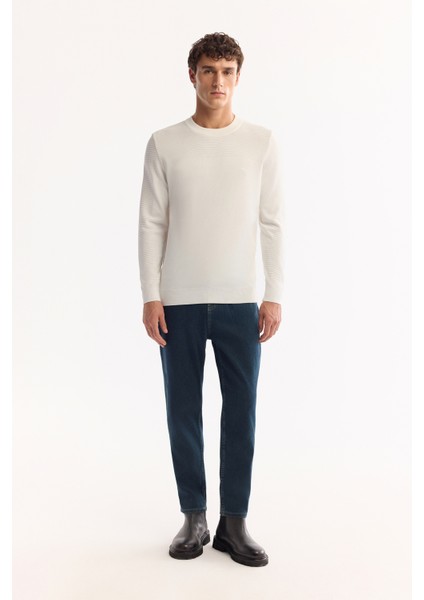 Erkek Ekru Bisiklet Yaka Rayon Tüylenmeyen Dokulu Triko Regular Fit Kazak A52Y5018 indirimleri