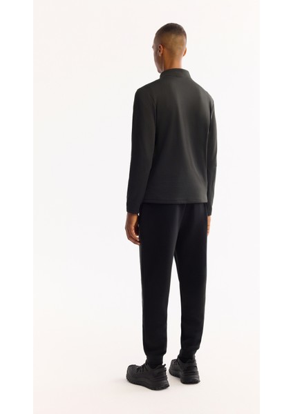 Erkek Siyah Dik Yaka Fermuarlı Bi-Stretch Regular Fit Sweatshirt A52Y1219 fırsatları