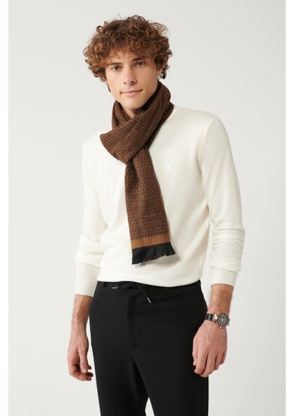 Erkek Beyaz Bisiklet Yaka Tüylenmeyen Triko Regular Fit Kazak E005000