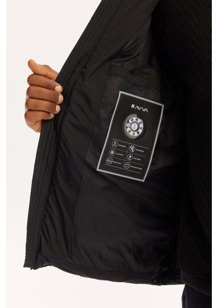 Erkek Siyah Kapüşonlu Su İtici Rüzgar Geçirmez -5°C Dayanıklı Şişme Comfort Fit Mont B006046 indirimleri