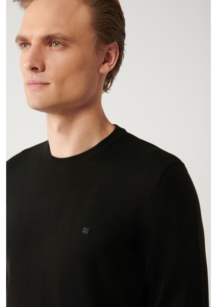 Erkek Siyah Bisiklet Yaka Tüylenmeyen Triko Regular Fit Kazak E005000 fiyatları