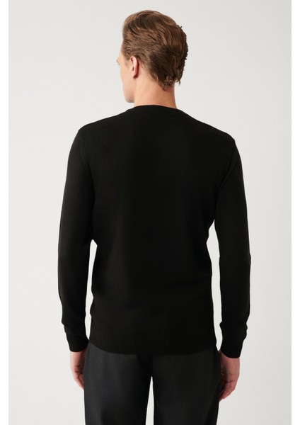 Erkek Siyah Bisiklet Yaka Tüylenmeyen Triko Regular Fit Kazak E005000 fırsatları