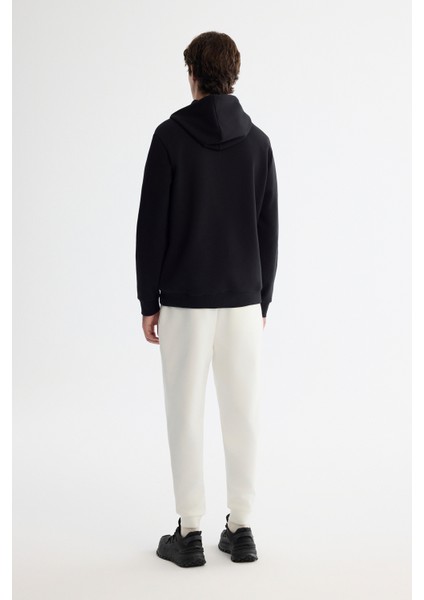 Erkek Siyah Kapüşonlu Pamuklu Baskılı Elastan Regular Fit Sweatshirt A42Y1324 modelleri