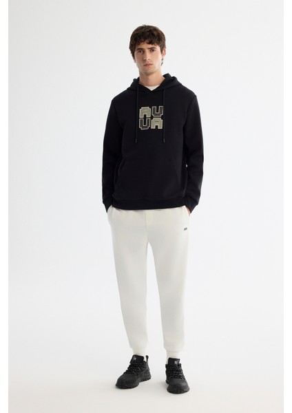 Erkek Siyah Kapüşonlu Pamuklu Baskılı Elastan Regular Fit Sweatshirt A42Y1324 indirimleri