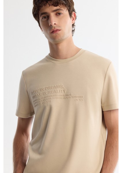 Erkek Vizon Bisiklet Yaka Gofreli Elastan Regular Fit T-Shirt A42Y1004 fiyatları