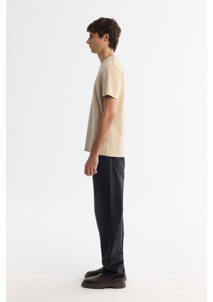 Erkek Vizon Bisiklet Yaka Gofreli Elastan Regular Fit T-Shirt A42Y1004 modelleri