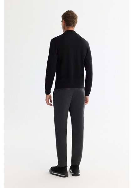 Erkek Siyah Yarım Balıkçı Yaka Jakarlı Yün Karışımlı Triko Regular Fit Kazak A42Y5021 modelleri