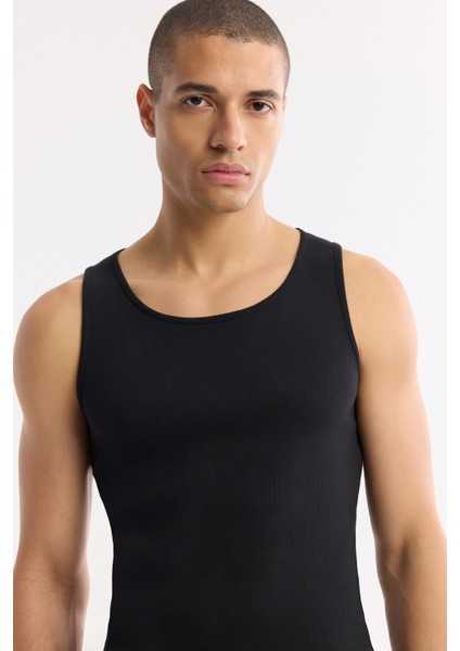 Erkek Siyah U Yaka Basic Pamuklu Fitilli Regular Fit Atlet A51Y1127 fiyatları