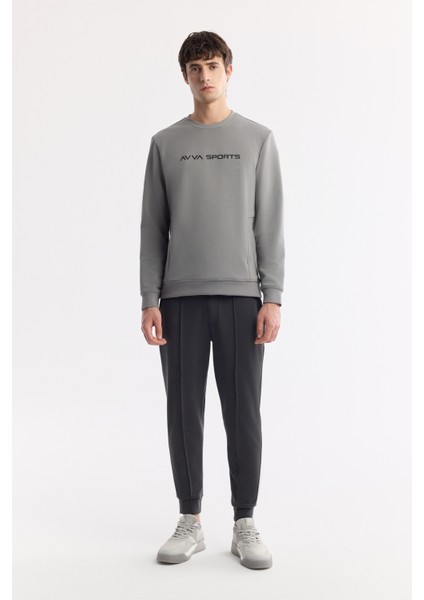 Erkek Antrasit Beli Bağcıklı Soft Touch Regular Fit Eşofman Altı A51Y3422