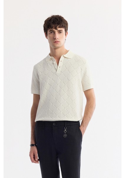 Erkek Siyah Beli Lastikli %100 Keten Relaxed Fit Pantolon B003032