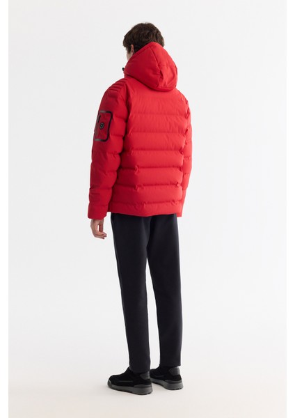 Erkek Kırmızı Kapüşonlu Kaz Tüyü Su İtici Rüzgar Geçirmez Termometreli Mont A42Y6157 fırsatları