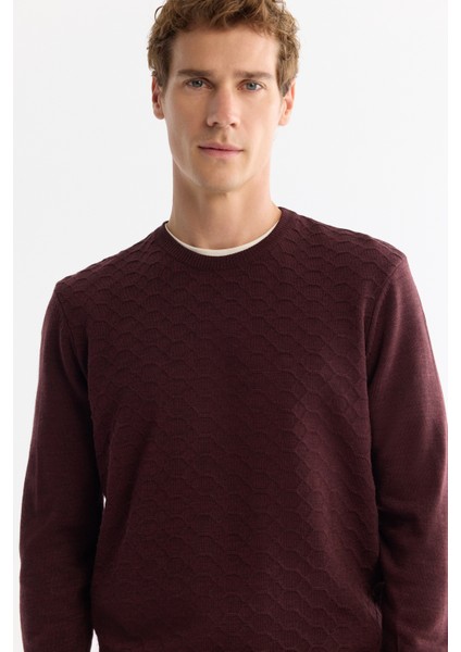 Erkek Bordo Dokulu Basic Kazak E005107 fiyatları