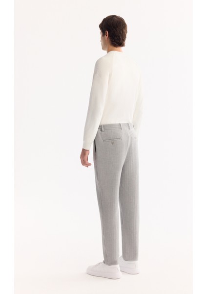 Erkek Gri Yanı Lastikli Bi-Stretch Hafif Çizgili Slim Fit Pantolon A52Y3203 fırsatları