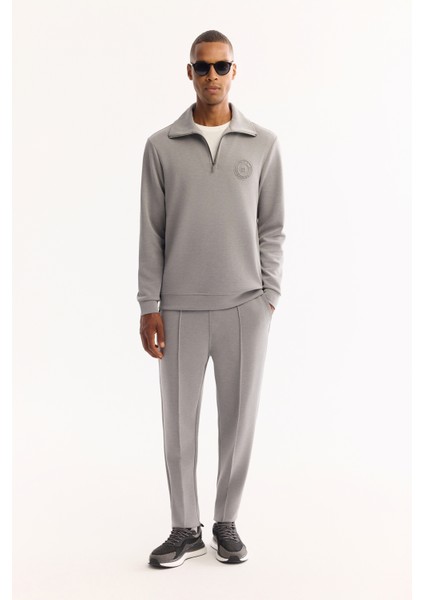 Erkek Gri Beli Lastikli Bağcıklı Soft Touch Bi-Stretch Regular Fit Eşofman Altı A52Y3406 fiyatları