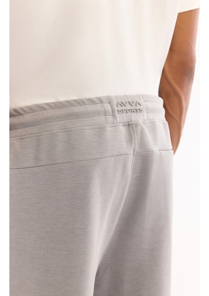 Erkek Gri Beli Lastikli Bağcıklı Soft Touch Bi-Stretch Regular Fit Eşofman Altı A52Y3406