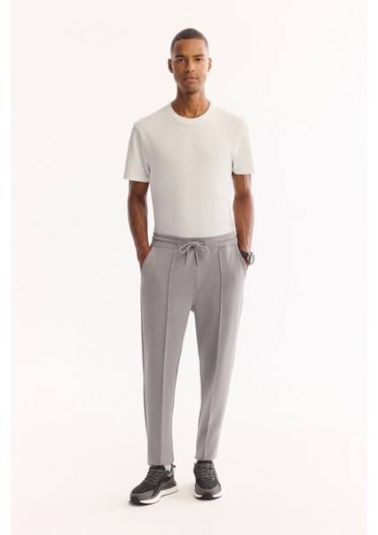 Erkek Gri Beli Lastikli Bağcıklı Soft Touch Bi-Stretch Regular Fit Eşofman Altı A52Y3406