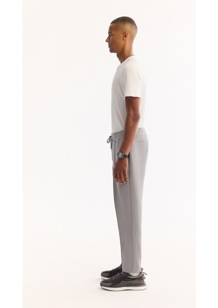 Erkek Gri Beli Lastikli Bağcıklı Soft Touch Bi-Stretch Regular Fit Eşofman Altı A52Y3406