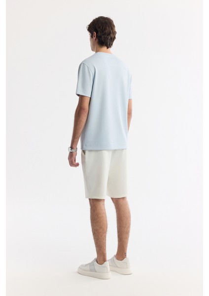 Erkek Açık Mavi Bisiklet Yaka Bi-Stretch İnterlok Regular Fit T-Shirt A51Y1132 fırsatları